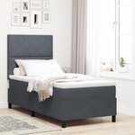 Lit à ressort vidaXL avec matelas et LED Gris foncé 100x200 cm Velours