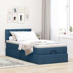 vidaXL Lit ottoman avec matelas bleu 100x200 cm tissu