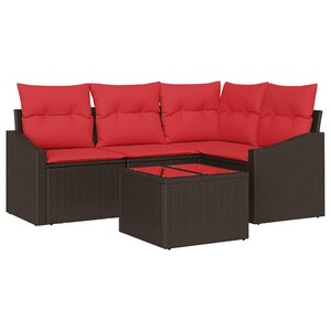 vidaXL Ensemble de Canapés avec coussin 5 Pièces Marron polyrotin