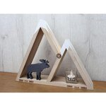 2 étagères murales bois montagne 37 x 30 cm