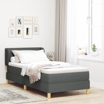 Lit Box Spring vidaXL avec Matelas - Gris Foncé  90x190 cm  Tissu