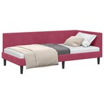 vidaXL Cadre de lit d'angle Bordeaux 90 cm x 200 cm Velours