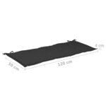 vidaXL Coussin de banc de jardin noir 120x50x4 cm tissu oxford