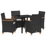 vidaXL Ensemble de salle à manger de jardin 5 pièces avec coussins en poly rattan noir
