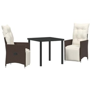 vidaXL Ensemble de salle à manger pour jardin 3 Pièces Marron polyrotin