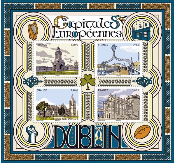 Bloc 4 timbres - Capitales Européennes - Dublin - International