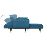 vidaXL Canapé-lit en forme de L bleu 275x140x70 cm velours