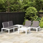 vidaXL Salon de jardin 4 Pièces avec coussins Plastique Blanc