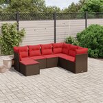 vidaXL Salon de jardin avec coussins 7 Pièces marron résine tressée