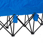 Banc de jardin pliable banc de camping pliant portable 6 places dim. 2 65l x 0 48l x 0 80h m métal époxy oxford bleu