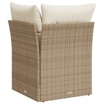 vidaXL Canapé d'angle de jardin avec coussins beige résine tressée