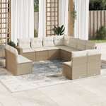 vidaXL Salon de jardin 11 Pièces avec coussins beige résine tressée