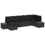 vidaXL Ensemble de canapé de jardin 7 Pièces Noir Poly rotin