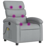 vidaXL Fauteuil inclinable de massage gris clair tissu