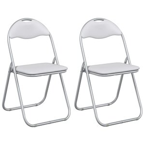 vidaXL Chaise pliante 2 pc Simili cuir Blanc et Gris 48 x 43 5 x 81 cm