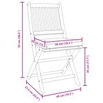 Chaises de jardin pliantes vidaXL avec coussin blanc 4Pièces en bois d'Acacia