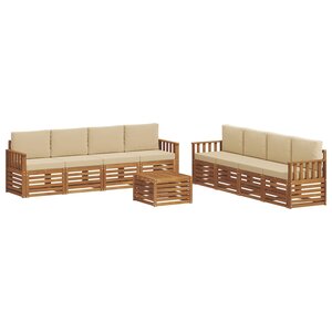 vidaXL Ensemble de canapés d'extérieur 9 pc Naturel et Beige
