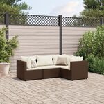 vidaXL Salon de jardin 4 Pièces avec coussins Marron Résine tressée