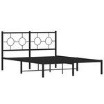 vidaXL Cadre de lit métal avec tête de lit noir 140x190 cm
