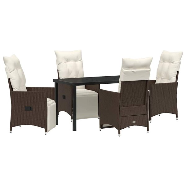 vidaXL Ensemble de salle à manger pour jardin 5 Pièces Marron Poly rotin