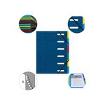 Trieur Harmonika® À Fenêtres Avec Élastiques Véritable Carte Lustrée 6 Compartiments - Bleu - X 8 - Exacompta