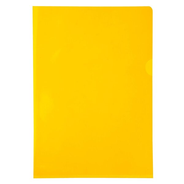 Sachet De 10 Pochettes Coin Pvc Lisse Haute Résistance 13/100e - A4 - Jaune - Exacompta