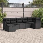 vidaXL Salon de jardin 7 Pièces avec coussins noir résine tressée