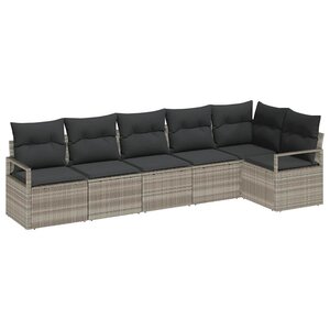 vidaXL Ensemble de canapé de jardin 6 Pièces Gris clair Poly rotin