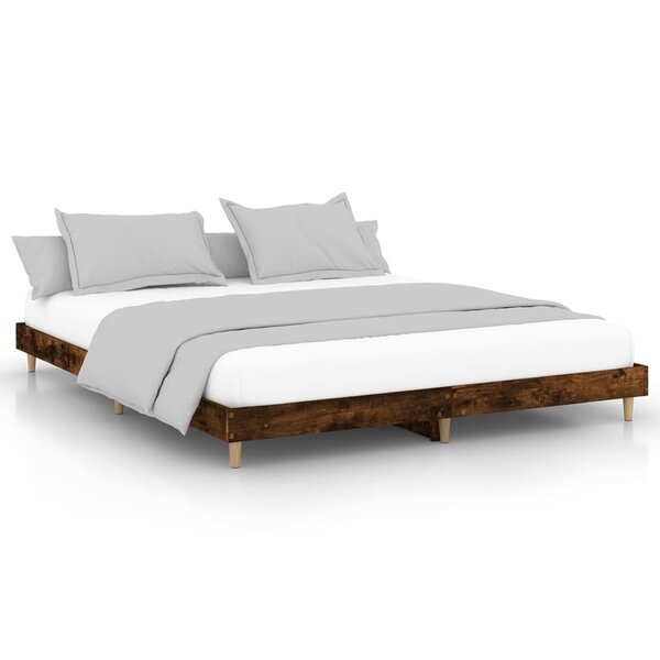 vidaXL Cadre de lit chêne fumé 120x200 cm bois d'ingénierie