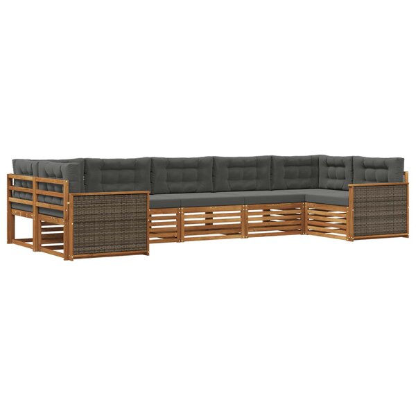 vidaXL Ensemble de canapés d'extérieur 7 Pièces Naturel et Anthracite