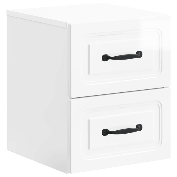 vidaXL Cabinet de chevet mural Blanc brillant 34 5 x 33 x 40 cm