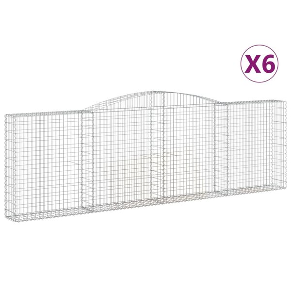 vidaXL Paniers à gabions arqués 6 Pièces 400x30x120/140 cm Fer galvanisé