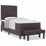 vidaXL Lit à ressorts avec matelas Marron foncé 90 x 200 cm tissu