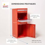 Boîte à colis Large Rouge 2 portes Acier galvanisé SMART PARCEL BOX™