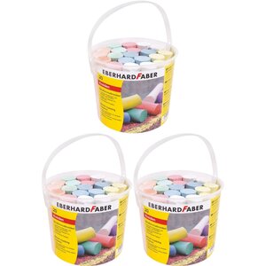 Faber-Castell 526512x3 - Lot de 3 articles Eberhard Faber - Craies de rue  3 seau avec 20 craies de couleur chacun