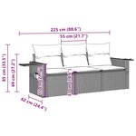 vidaXL Salon de jardin avec coussins 3 Pièces gris clair résine tressée