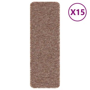 vidaXL Tapis Antidérapants pour Escaliers 15 Pièces Marron 60 x 25 cm PP