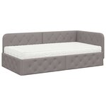 vidaXL Cadre de lit d'angle avec matelas Taupe 90 x 200 cm tissu