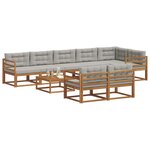 vidaXL Ensemble de canapés d'extérieur 9 Pièces Naturel et gris clair