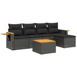 vidaXL Salon de jardin 6 Pièces avec coussins noir résine tressée
