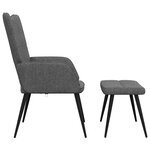 vidaXL Chaise de relaxation avec tabouret Gris foncé Tissu