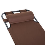 Chaise longue pliable bain de soleil transat de relaxation dossier inclinable avec repose-pied polyester oxford marron