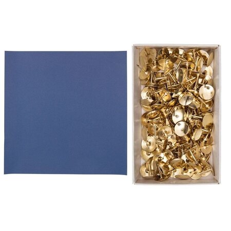 Papier 30 5 x 30 5 cm bleu indigo + 150 punaises dorées