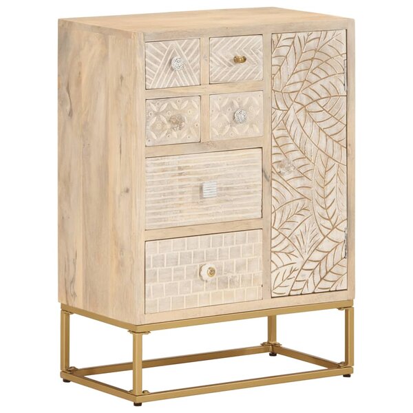 vidaXL Buffet noir 55x30x76 cm bois massif de manguier et fer