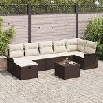 vidaXL Ensemble de canapé de jardin avec coussin 8 Pièces Marron et crème