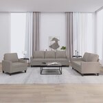 vidaXL Ensemble de canapés 3 Pièces avec coussins Taupe Tissu