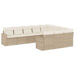 vidaXL Salon de jardin avec coussins 10 Pièces beige résine tressée