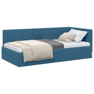 vidaXL Cadre de lit d'angle Bleu 100 cm x 200 cm Velours
