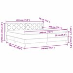 vidaXL Lit à Ressorts avec matelas Gris clair 200 x 200 cm tissu