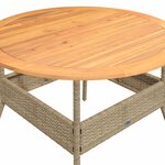 vidaXL Table de jardin et dessus en bois d'acacia beige résine tressée